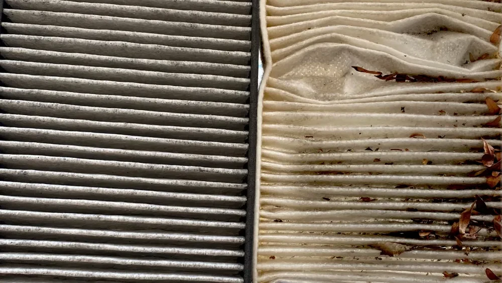 Schoon en vuil interieurfilter