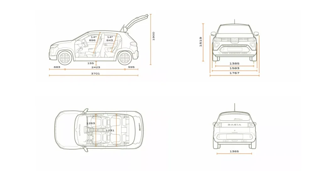 Afmetingen Dacia Spring