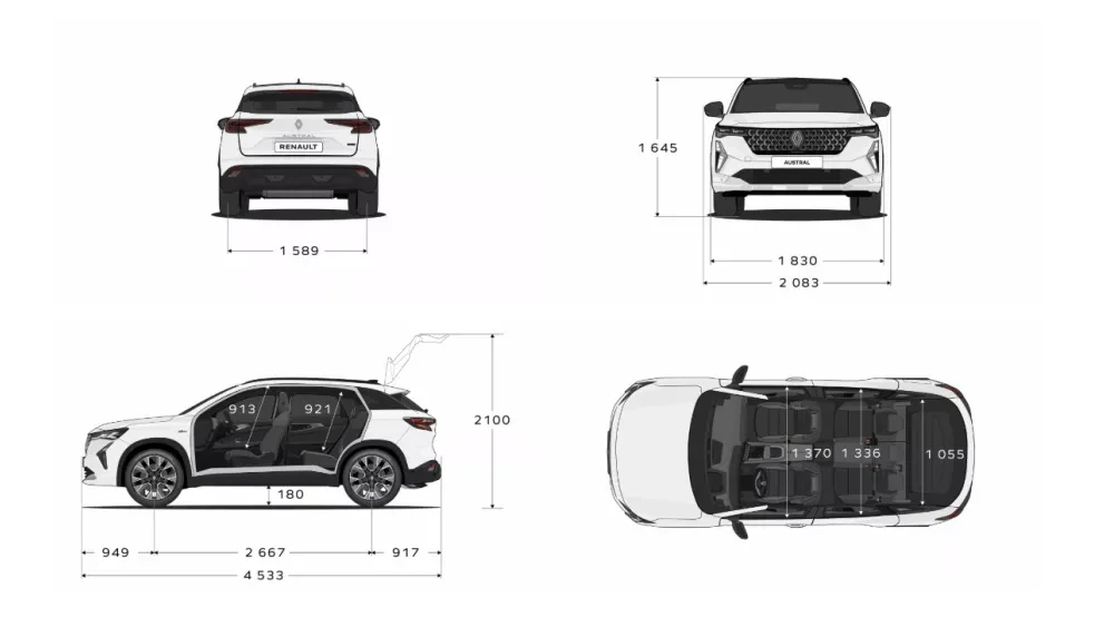 Afmetingen Renault Austral